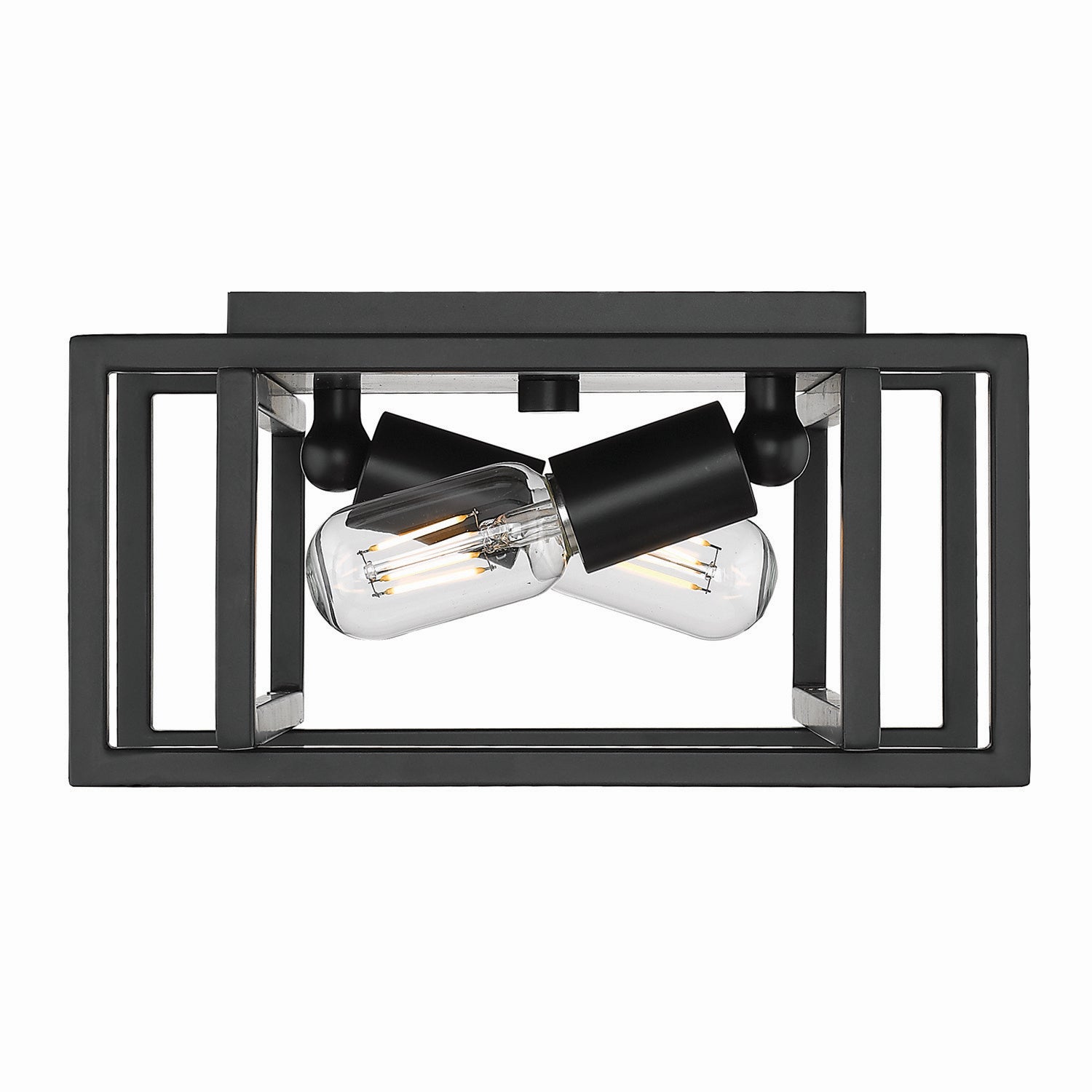 Golden - 6070-FM BLK-BLK - Two Light Flush Mount - Tribeca BLK - Matte Black