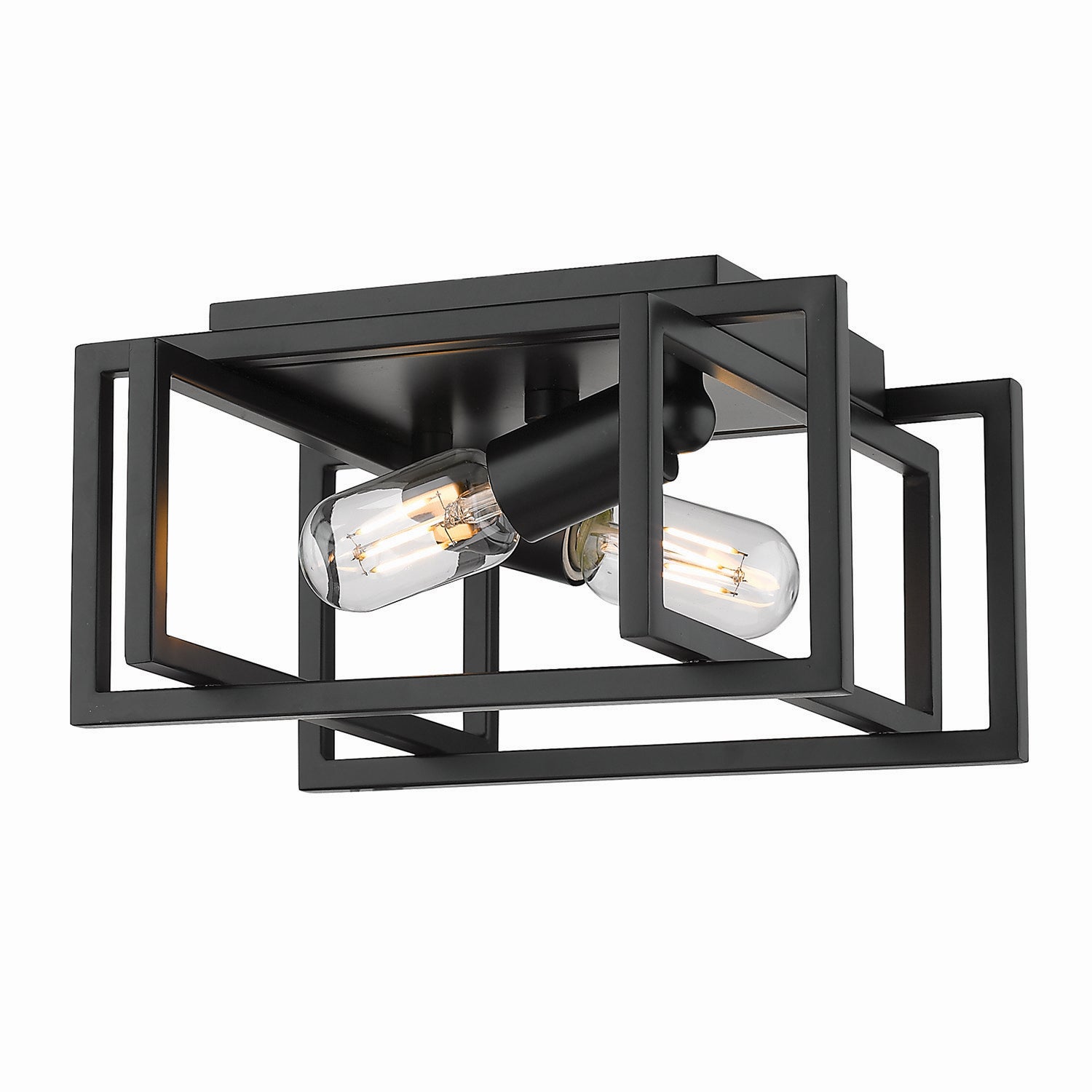 Golden - 6070-FM BLK-BLK - Two Light Flush Mount - Tribeca BLK - Matte Black