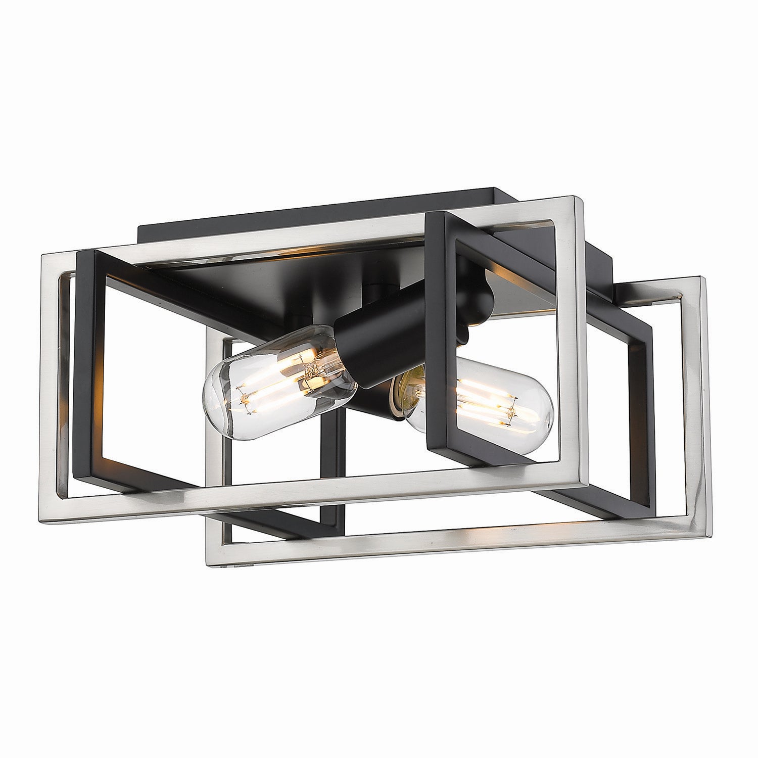 Golden - 6070-FM BLK-PW - Two Light Flush Mount - Tribeca BLK - Matte Black