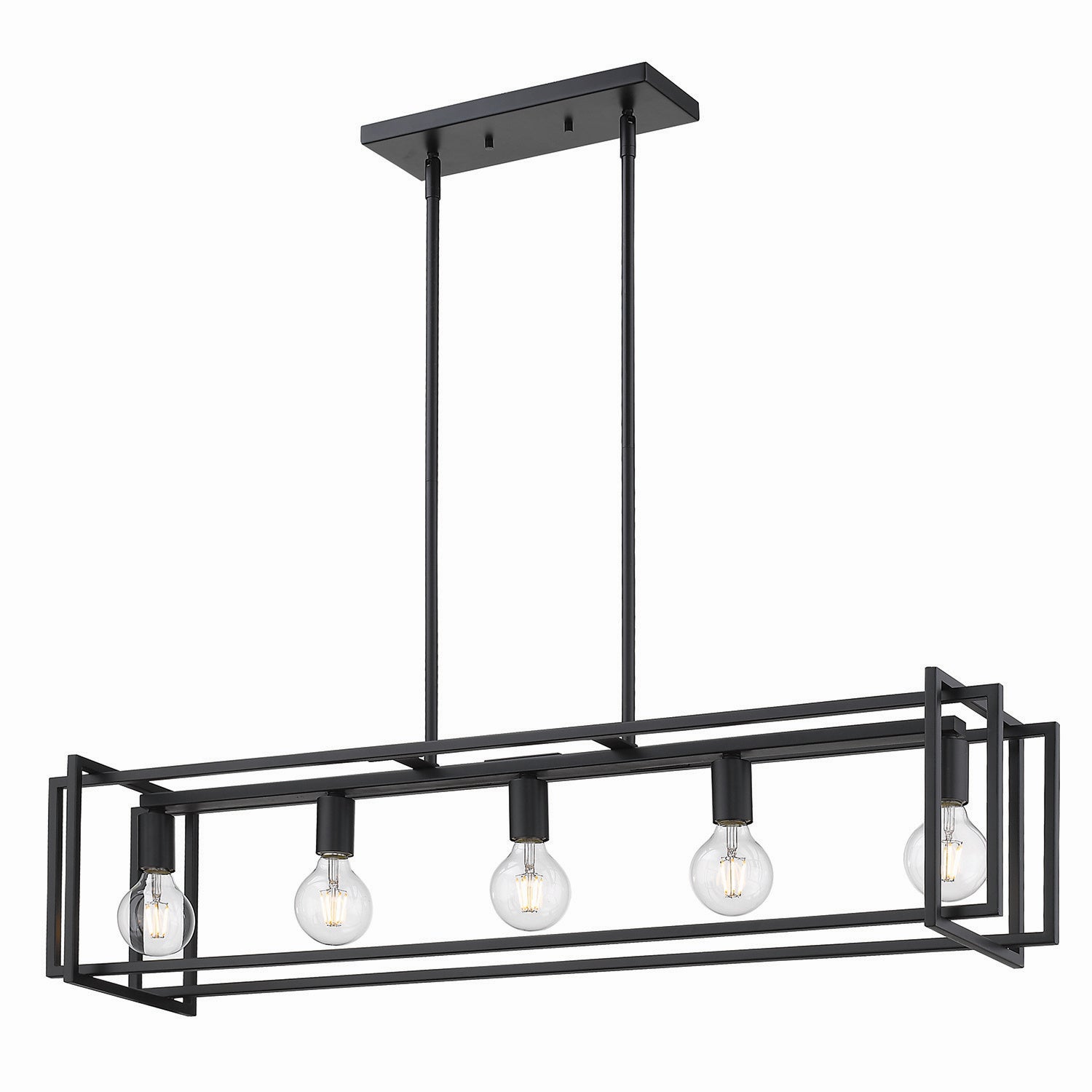 Golden - 6070-LP BLK-BLK - Five Light Linear Pendant - Tribeca BLK - Matte Black