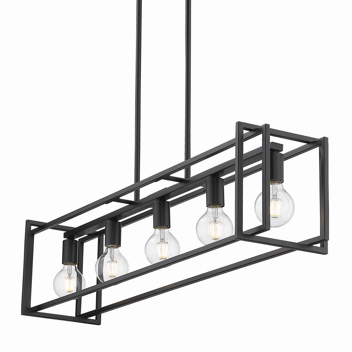 Golden - 6070-LP BLK-BLK - Five Light Linear Pendant - Tribeca BLK - Matte Black