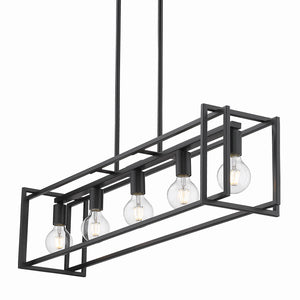 Golden - 6070-LP BLK-BLK - Five Light Linear Pendant - Tribeca BLK - Matte Black