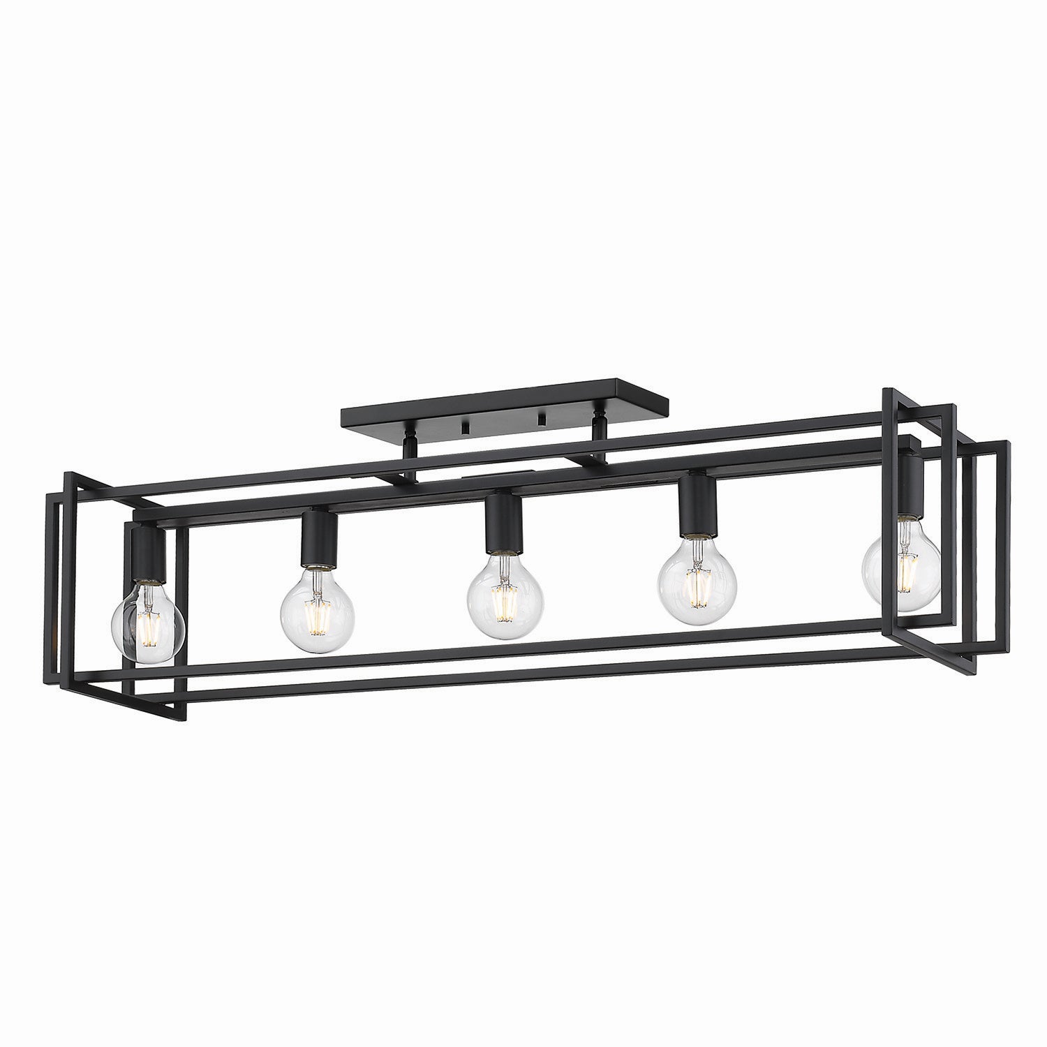 Golden - 6070-LP BLK-BLK - Five Light Linear Pendant - Tribeca BLK - Matte Black