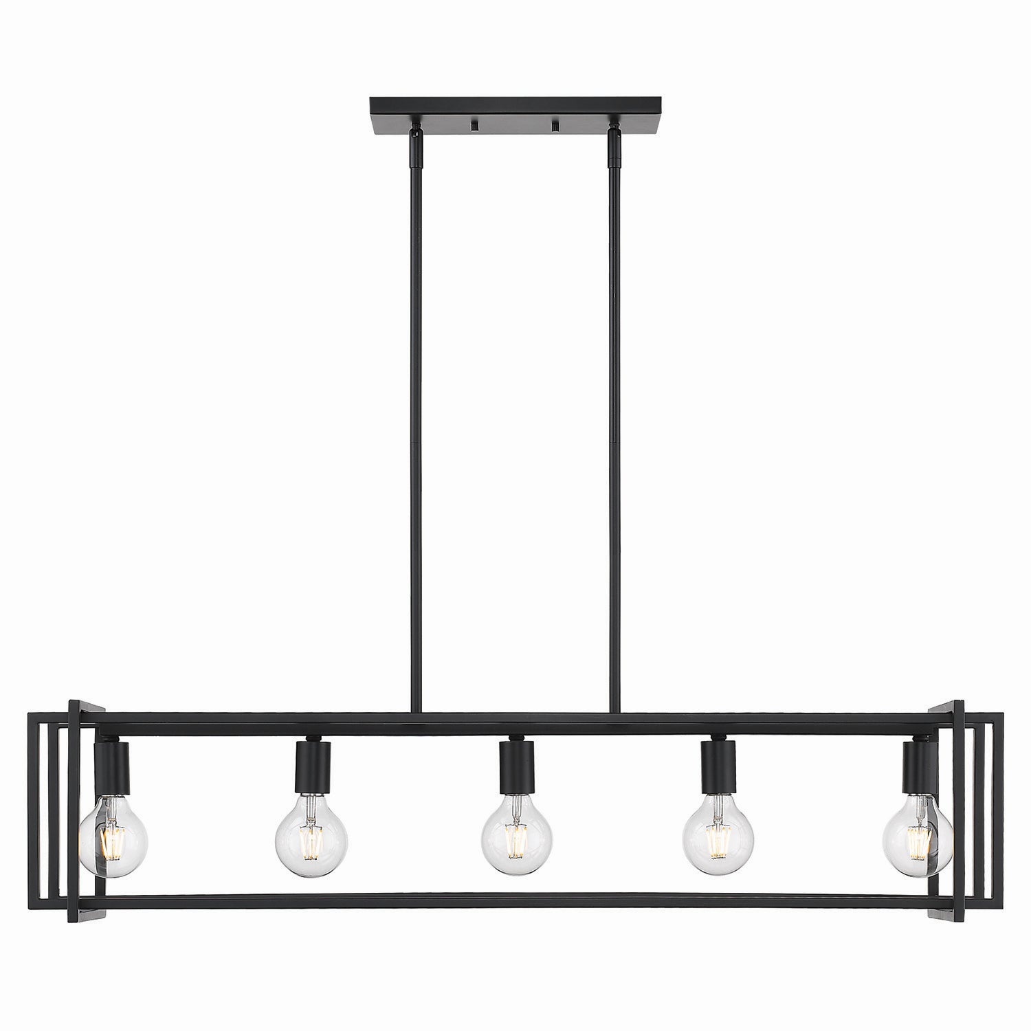 Golden - 6070-LP BLK-BLK - Five Light Linear Pendant - Tribeca BLK - Matte Black