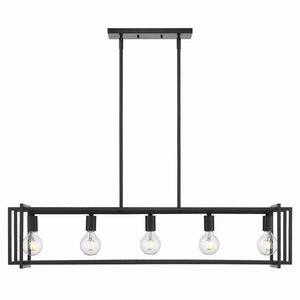 Golden - 6070-LP BLK-BLK - Five Light Linear Pendant - Tribeca BLK - Matte Black