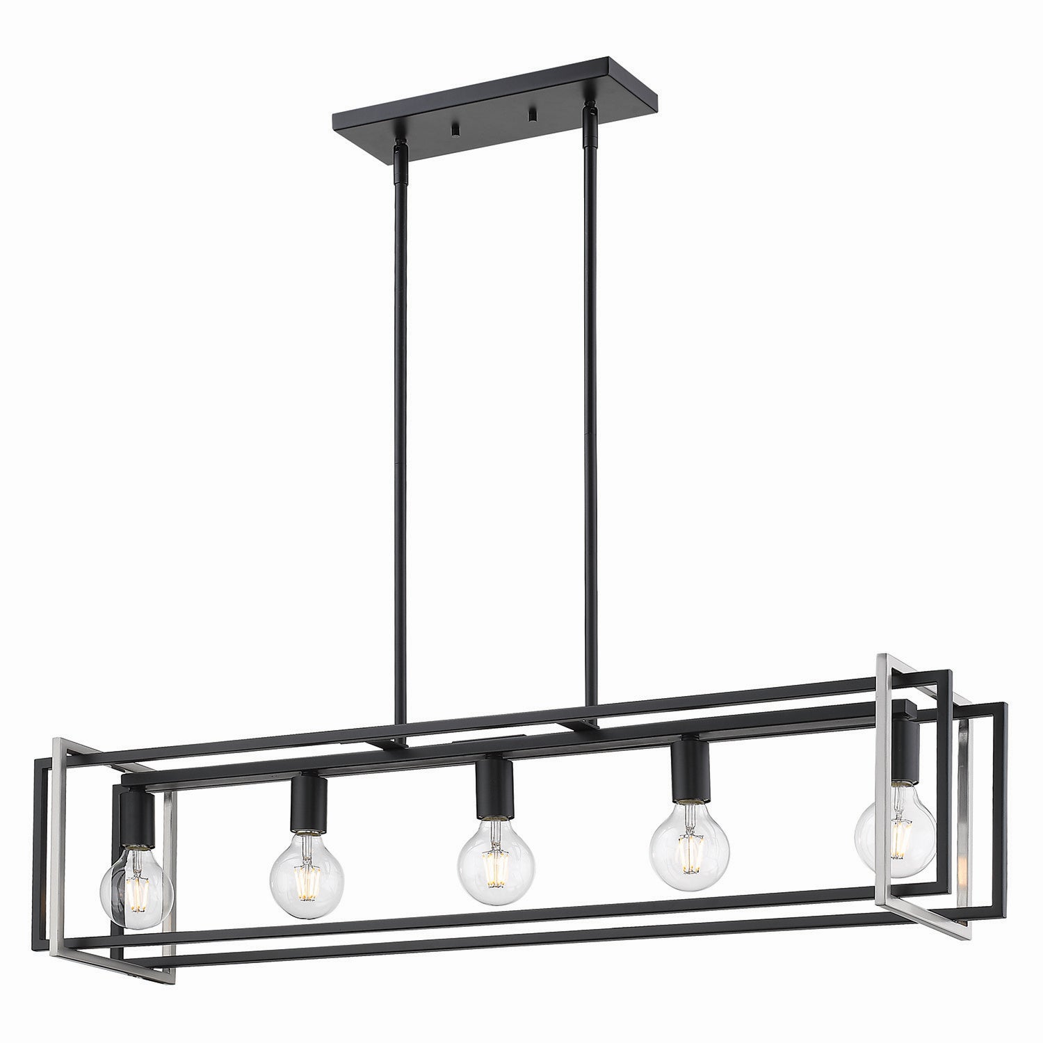 Golden - 6070-LP BLK-PW - Five Light Linear Pendant - Tribeca BLK - Matte Black