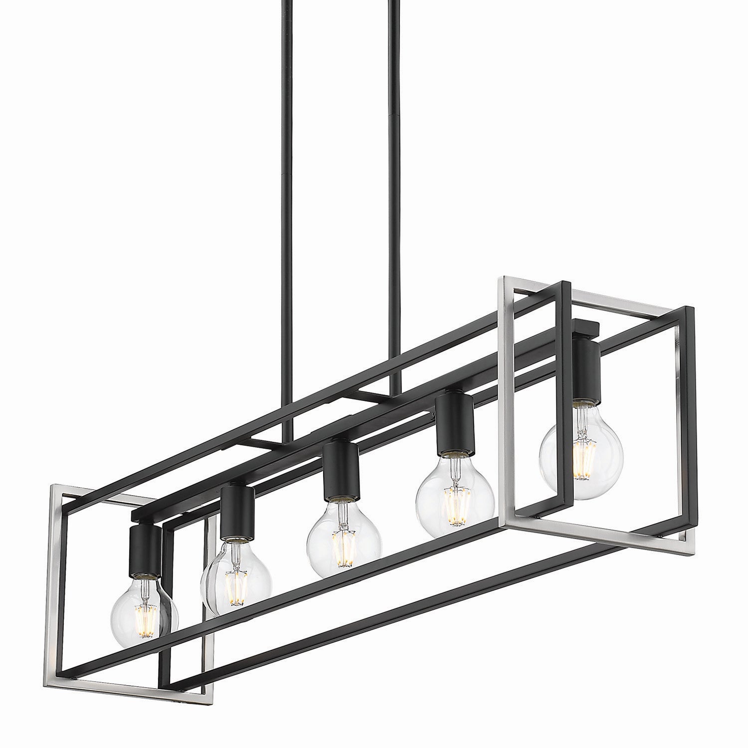 Golden - 6070-LP BLK-PW - Five Light Linear Pendant - Tribeca BLK - Matte Black