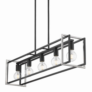 Golden - 6070-LP BLK-PW - Five Light Linear Pendant - Tribeca BLK - Matte Black