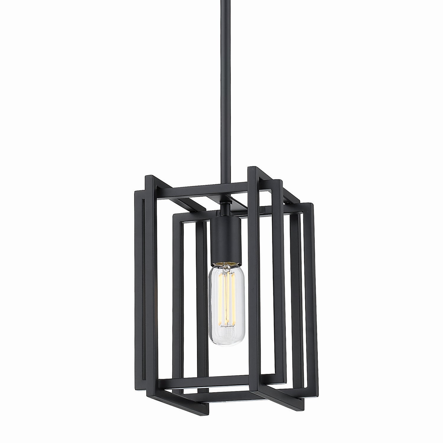 Golden - 6070-M1L BLK-BLK - One Light Mini Pendant - Tribeca BLK - Matte Black