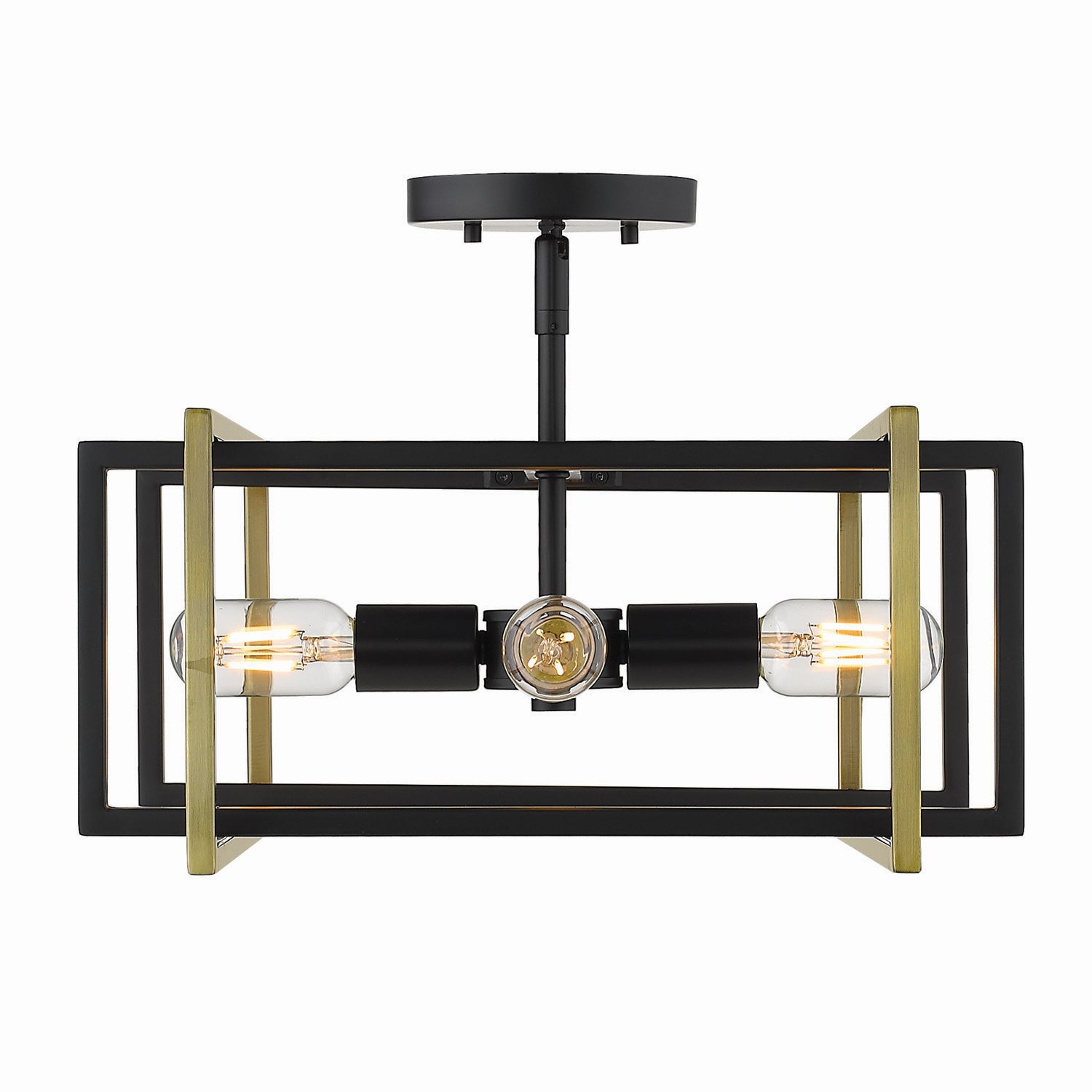 Golden - 6070-SF BLK-AB - Four Light Semi-Flush Mount - Tribeca BLK - Matte Black