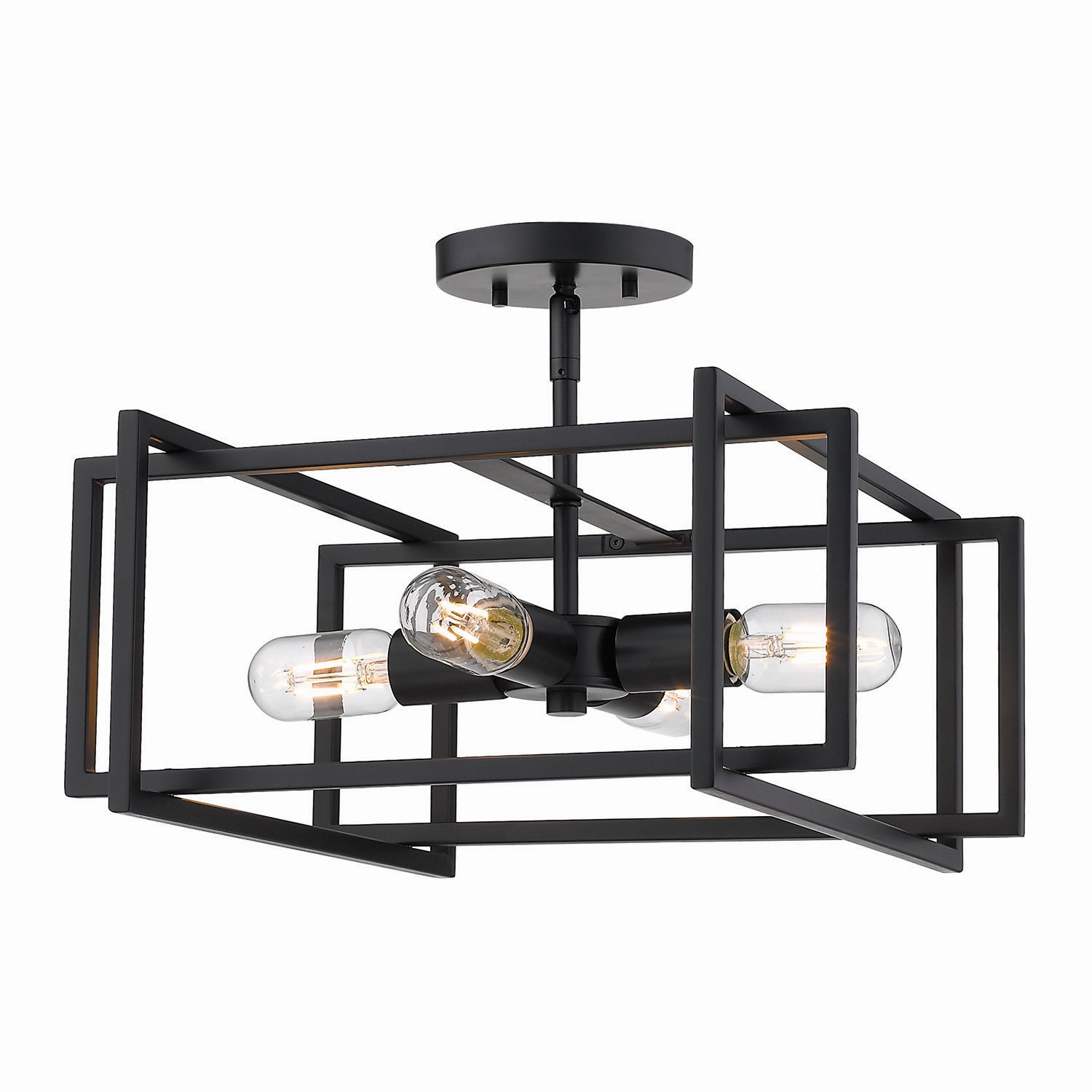 Golden - 6070-SF BLK-BLK - Four Light Semi-Flush Mount - Tribeca BLK - Matte Black