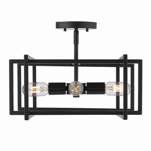 Golden - 6070-SF BLK-BLK - Four Light Semi-Flush Mount - Tribeca BLK - Matte Black