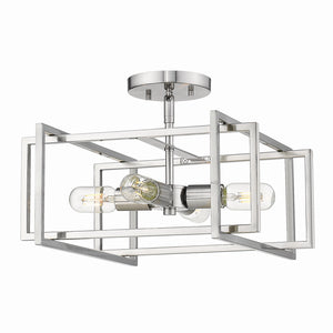 Golden - 6070-SF PW-PW - Four Light Semi-Flush Mount - Tribeca PW - Pewter