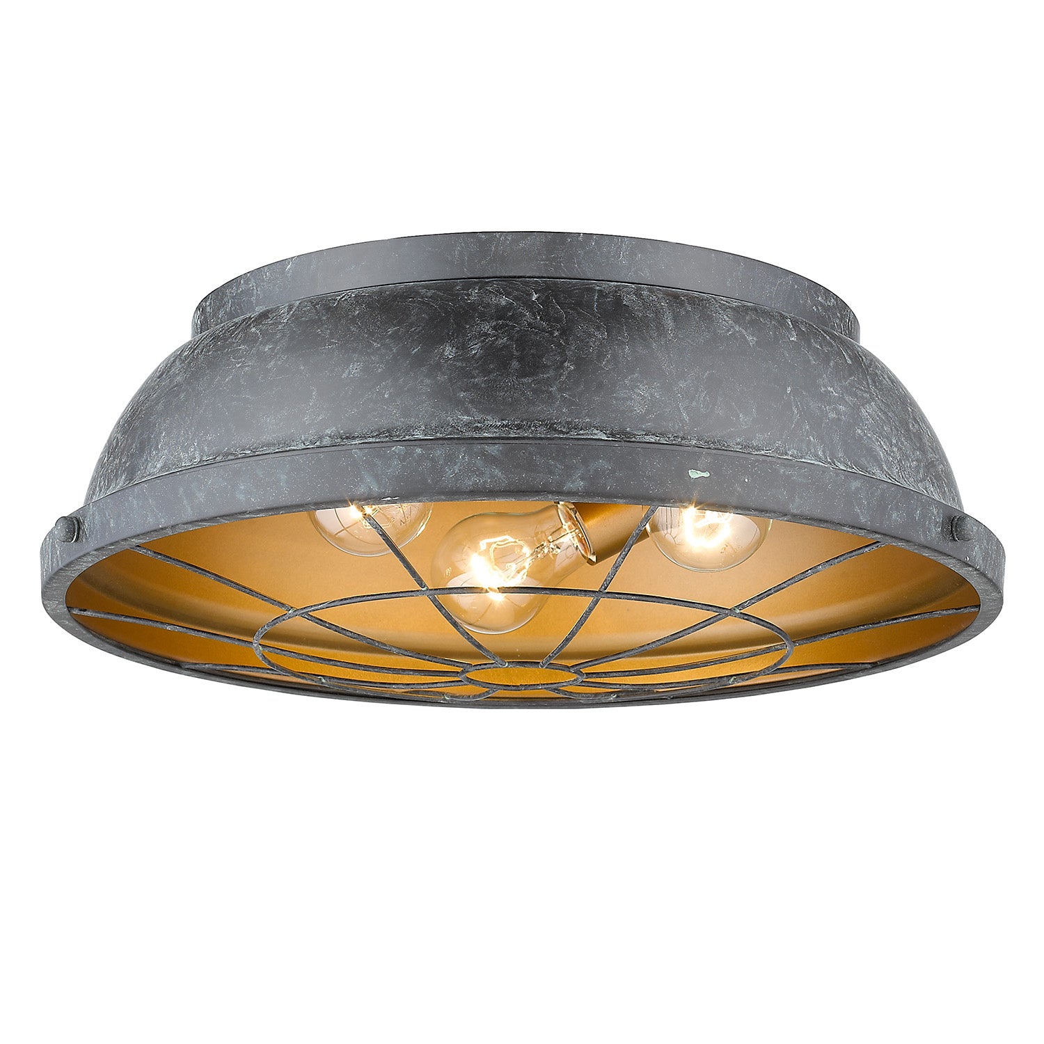 Golden - 7312-FM16 BP - Three Light Flush Mount - Bartlett BP - Black Patina