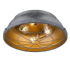 Golden - 7312-FM16 BP - Three Light Flush Mount - Bartlett BP - Black Patina