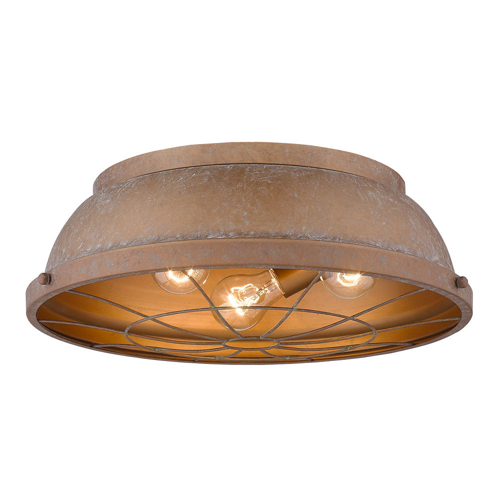 Golden - 7312-FM16 CP - Three Light Flush Mount - Bartlett CP - Copper Patina