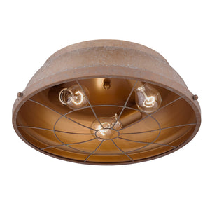 Golden - 7312-FM16 CP - Three Light Flush Mount - Bartlett CP - Copper Patina