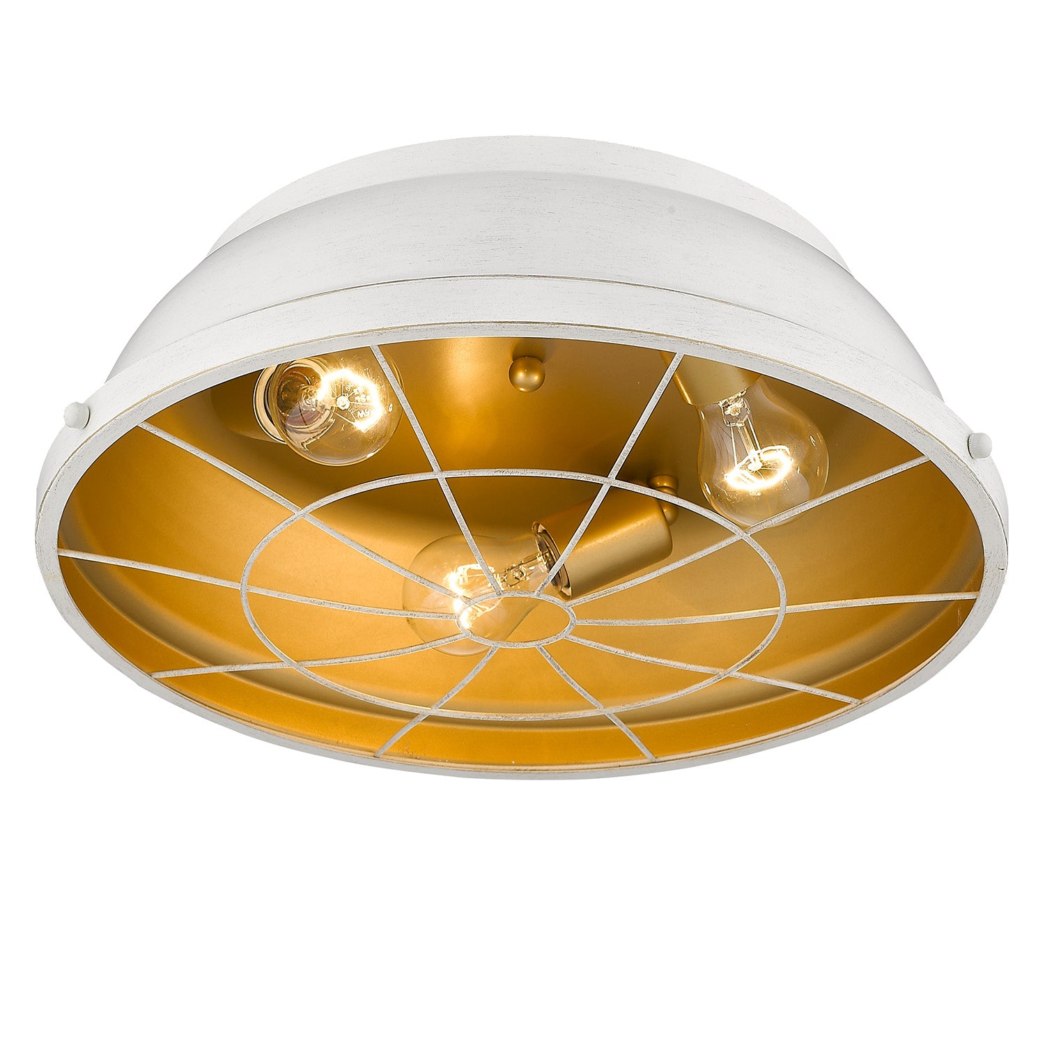 Golden - 7312-FM16 FW - Three Light Flush Mount - Bartlett FW - French White