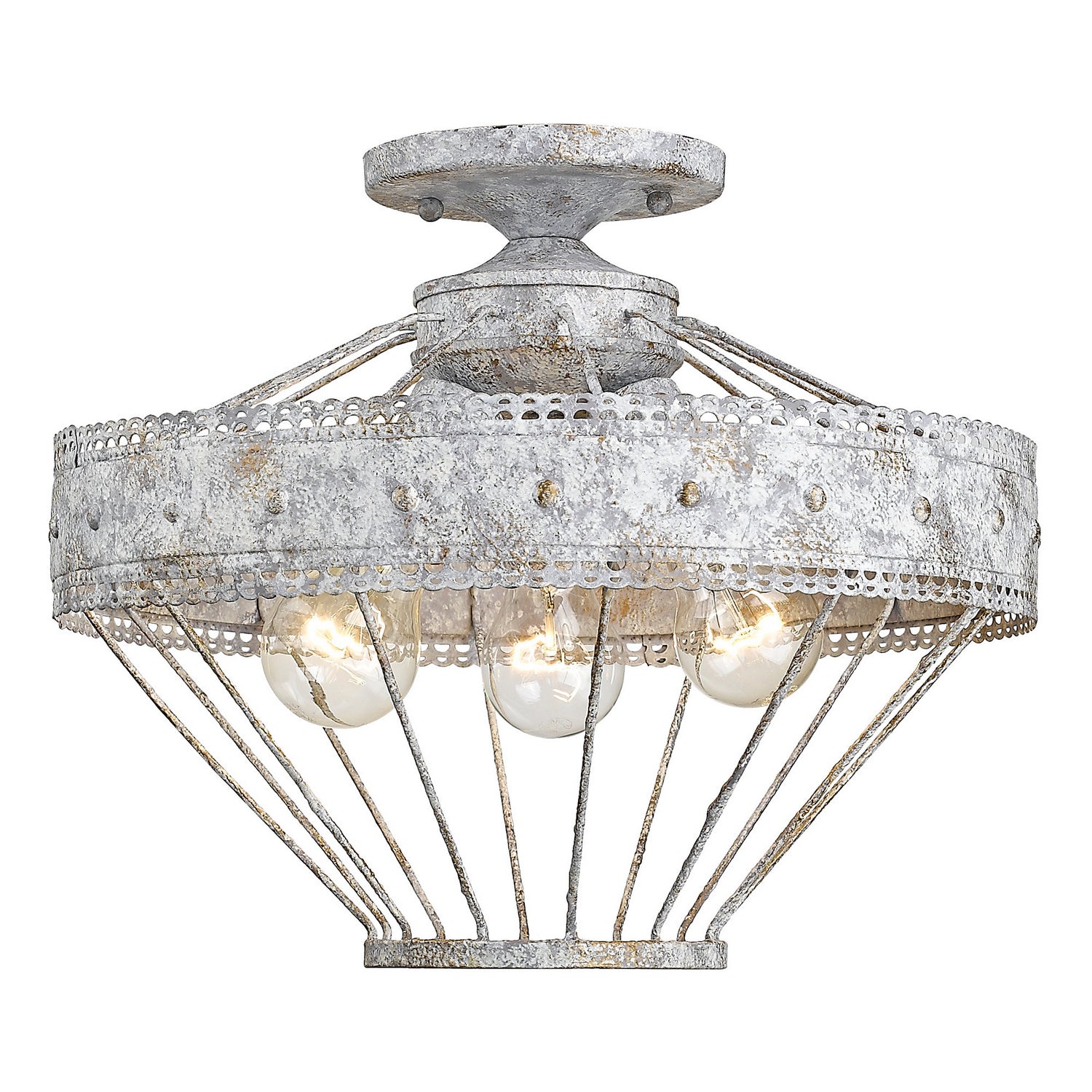 Golden - 7856-SF OY - Three Light Semi-Flush Mount - Ferris OY - Oyster