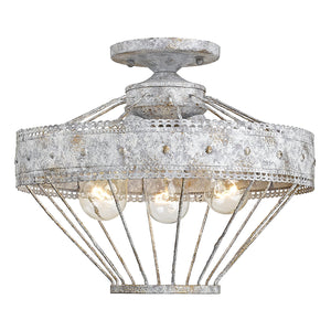 Golden - 7856-SF OY - Three Light Semi-Flush Mount - Ferris OY - Oyster