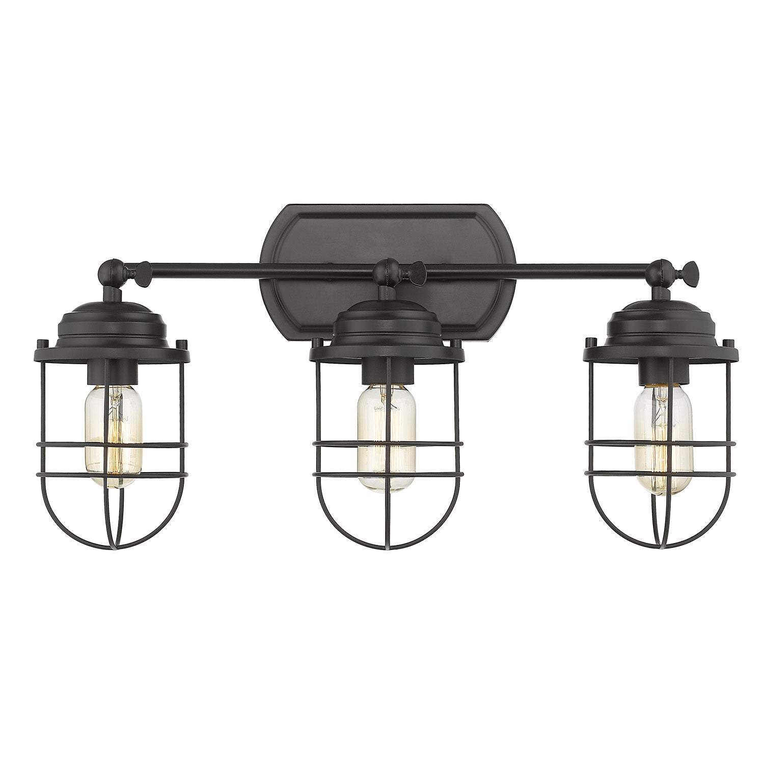 Golden - 9808-BA3 BLK - Three Light Bath Vanity - Seaport BLK - Matte Black