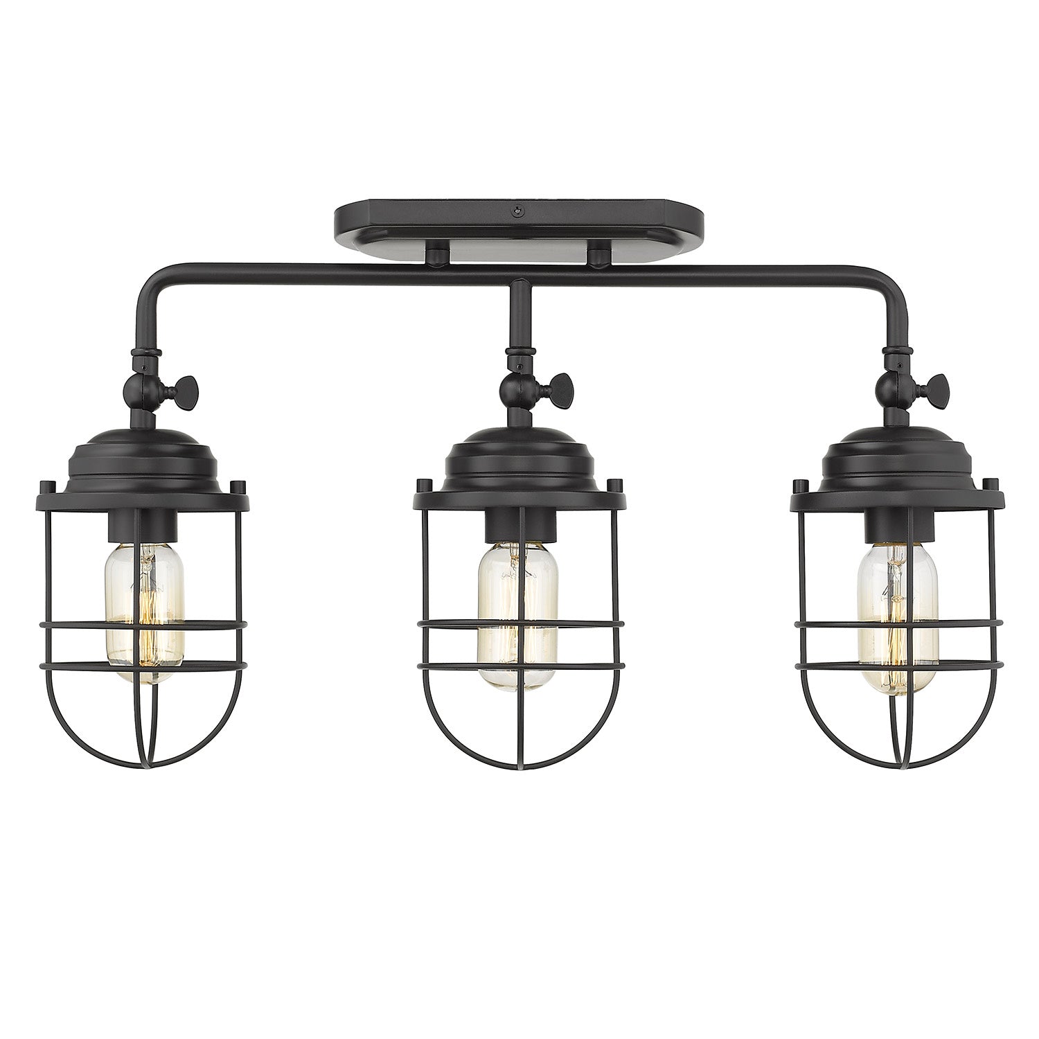 Golden - 9808-BA3 BLK - Three Light Bath Vanity - Seaport BLK - Matte Black