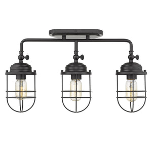 Golden - 9808-BA3 BLK - Three Light Bath Vanity - Seaport BLK - Matte Black