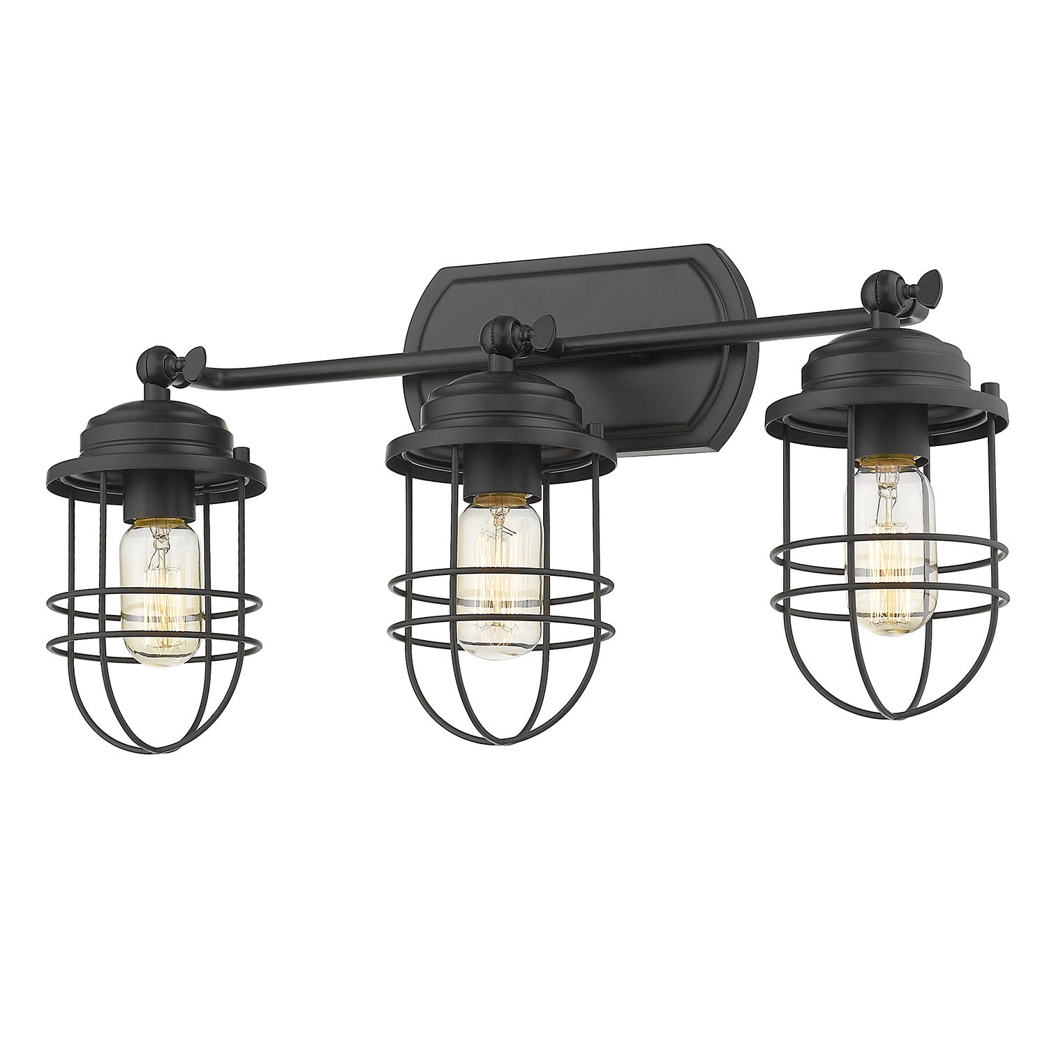 Golden - 9808-BA3 BLK - Three Light Bath Vanity - Seaport BLK - Matte Black