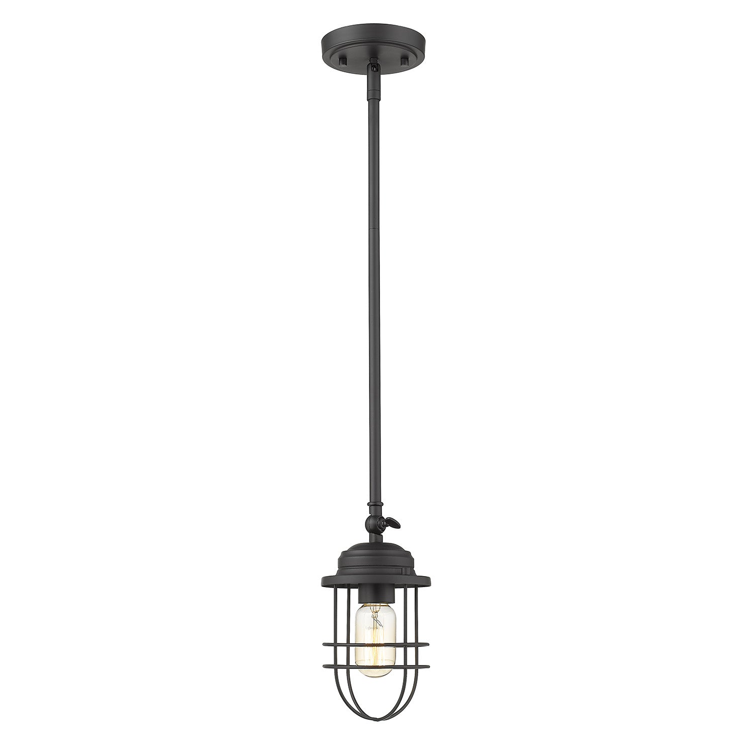 Golden - 9808-M1L BLK - One Light Mini Pendant - Seaport BLK - Matte Black