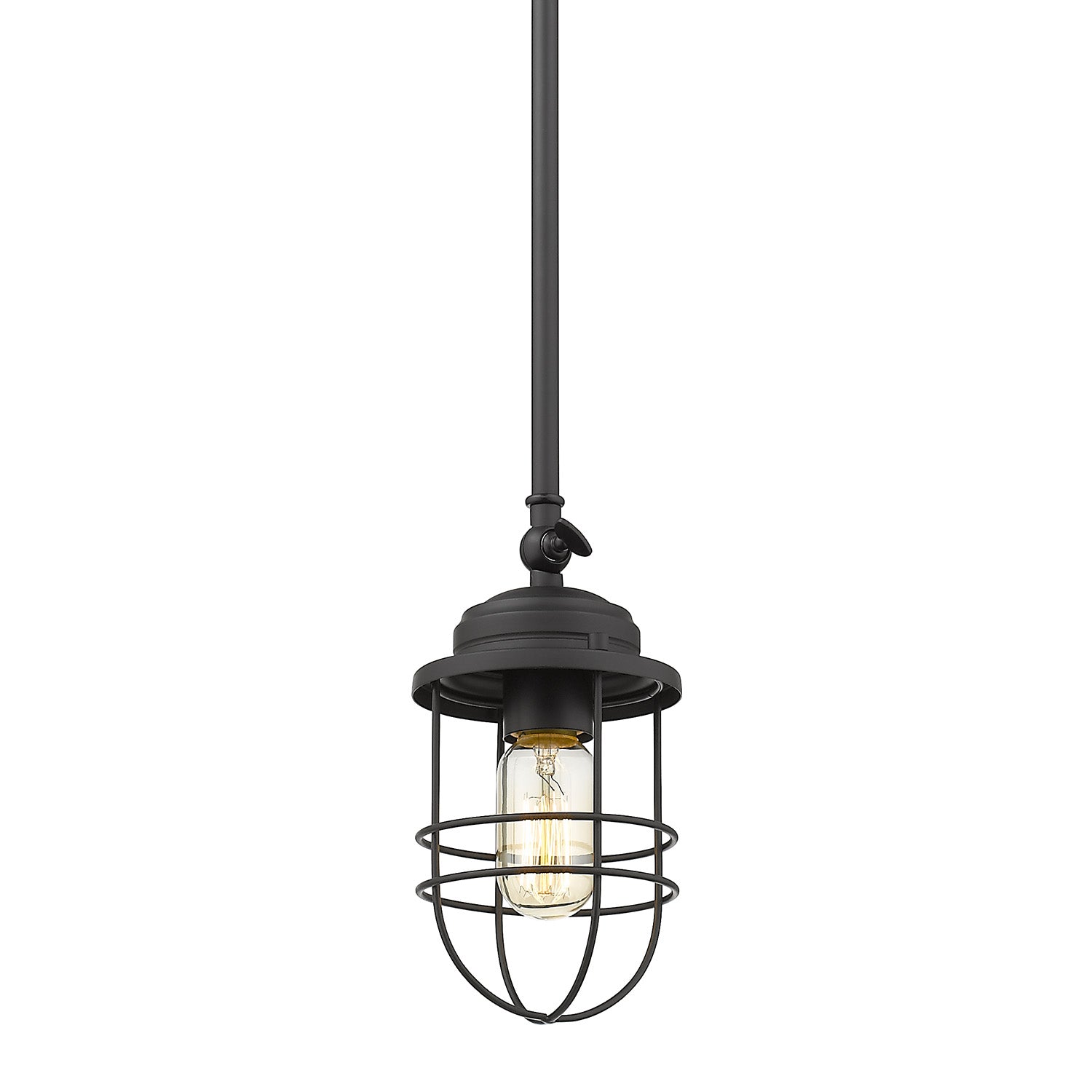 Golden - 9808-M1L BLK - One Light Mini Pendant - Seaport BLK - Matte Black