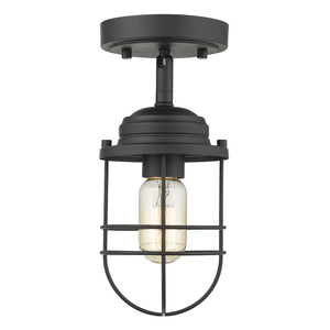 Golden - 9808-SF BLK - One Light Semi-Flush Mount - Seaport BLK - Matte Black