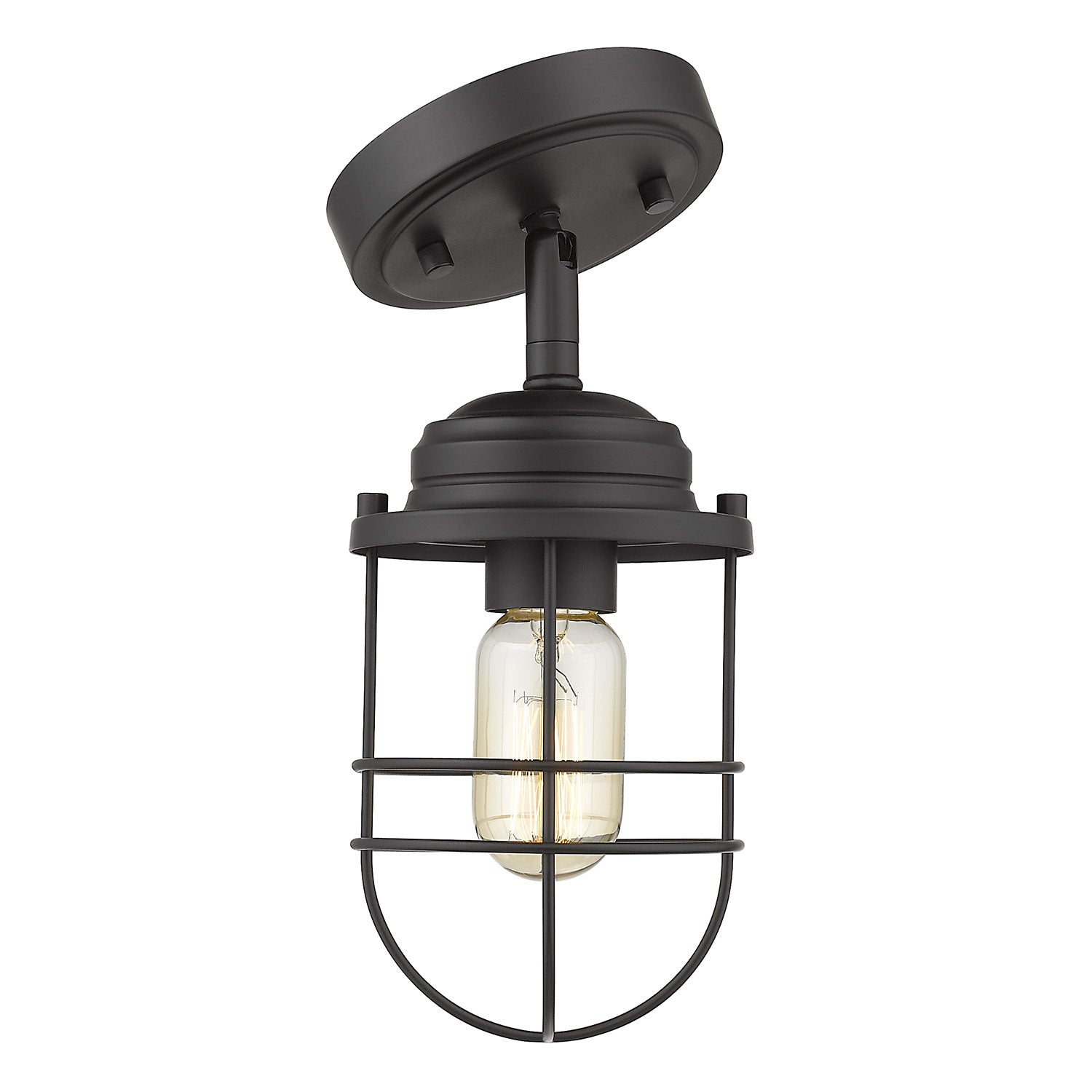 Golden - 9808-SF BLK - One Light Semi-Flush Mount - Seaport BLK - Matte Black