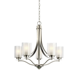 Generation Lighting. - 3137305-962 - Five Light Chandelier - Elmwood Park - Brushed Nickel