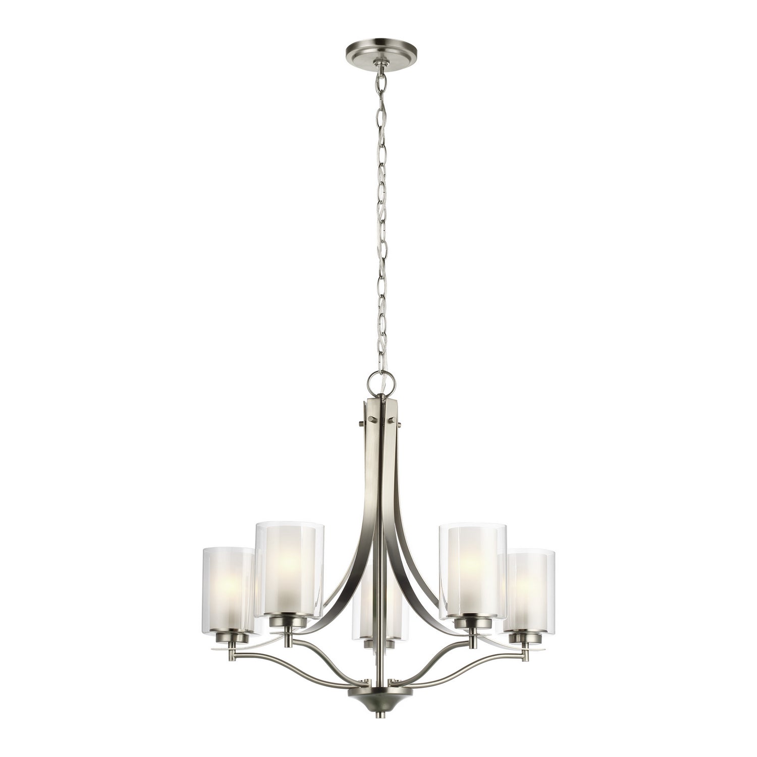 Generation Lighting. - 3137305-962 - Five Light Chandelier - Elmwood Park - Brushed Nickel