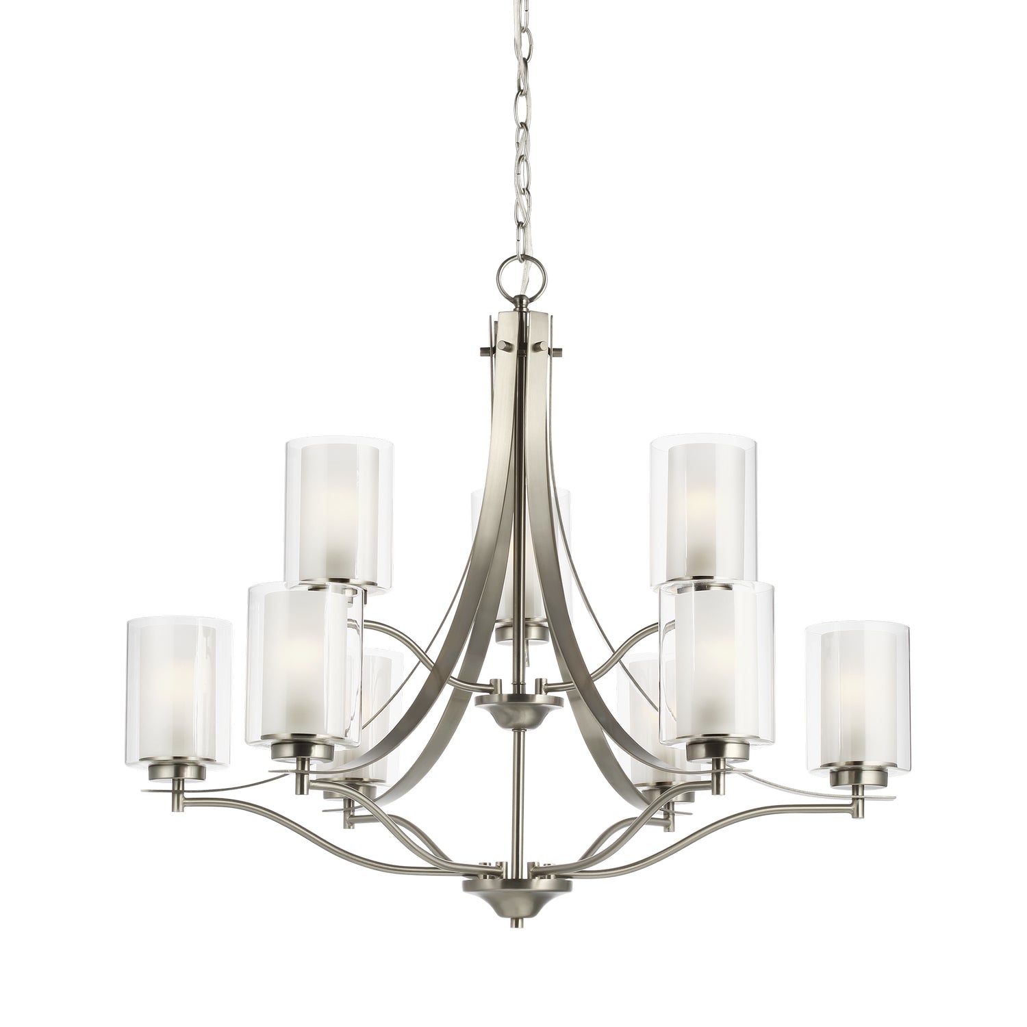 Generation Lighting. - 3137309-962 - Nine Light Chandelier - Elmwood Park - Brushed Nickel