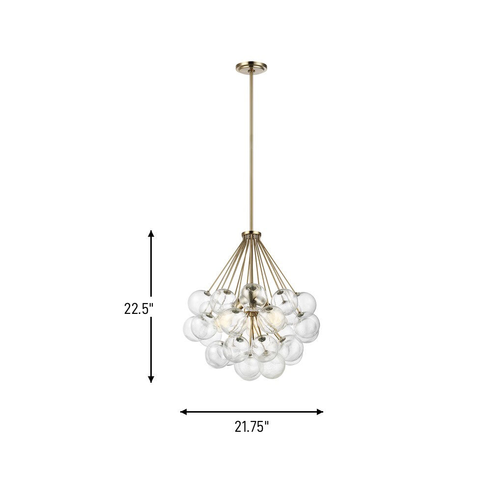 Visual Comfort Studio - 6514303-848 - Three Light Pendant - Bronzeville - Satin Brass