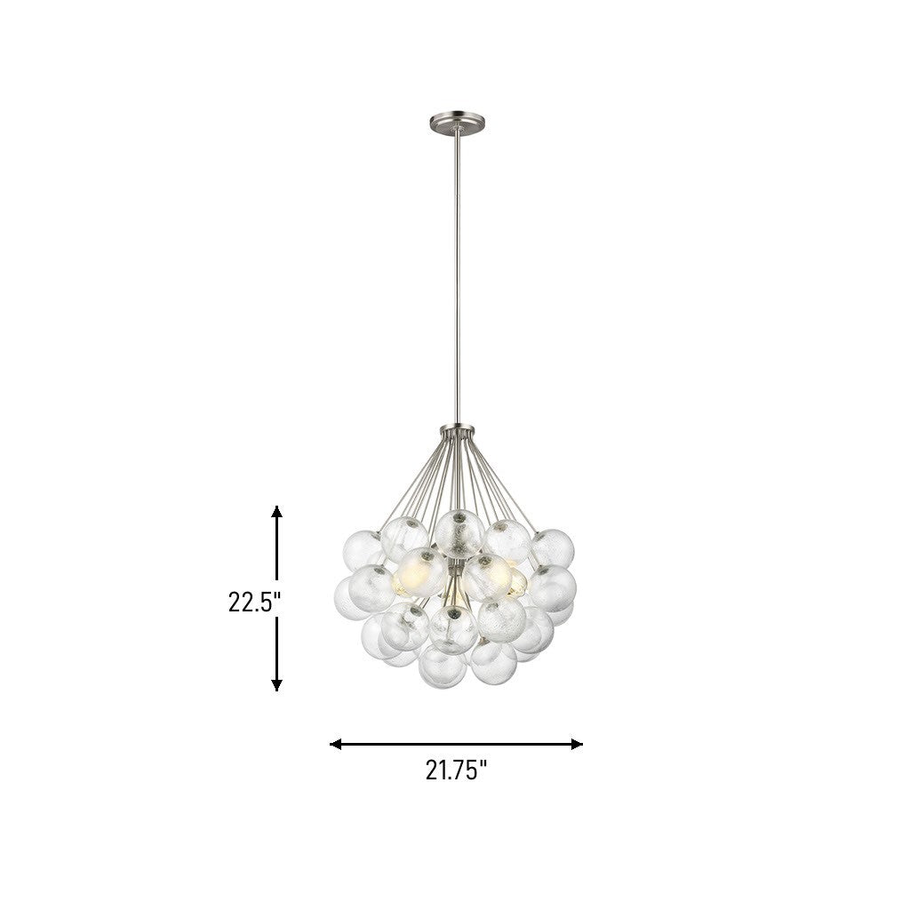 Visual Comfort Studio - 6514303-962 - Three Light Pendant - Bronzeville - Brushed Nickel