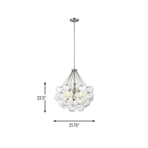 Visual Comfort Studio - 6514303-962 - Three Light Pendant - Bronzeville - Brushed Nickel