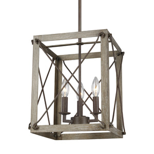 Visual Comfort Studio - 6526303-872 - Three Light Hall / Foyer Pendant - Thornwood - Washed Pine