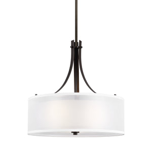 Generation Lighting. - 6537303-710 - Three Light Pendant - Elmwood Park - Bronze