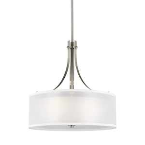 Generation Lighting. - 6537303-962 - Three Light Pendant - Elmwood Park - Brushed Nickel