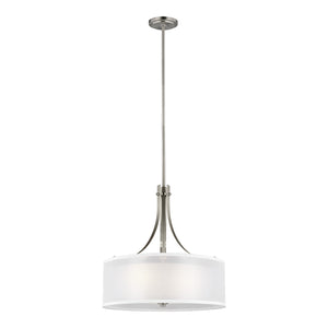 Generation Lighting. - 6537303-962 - Three Light Pendant - Elmwood Park - Brushed Nickel