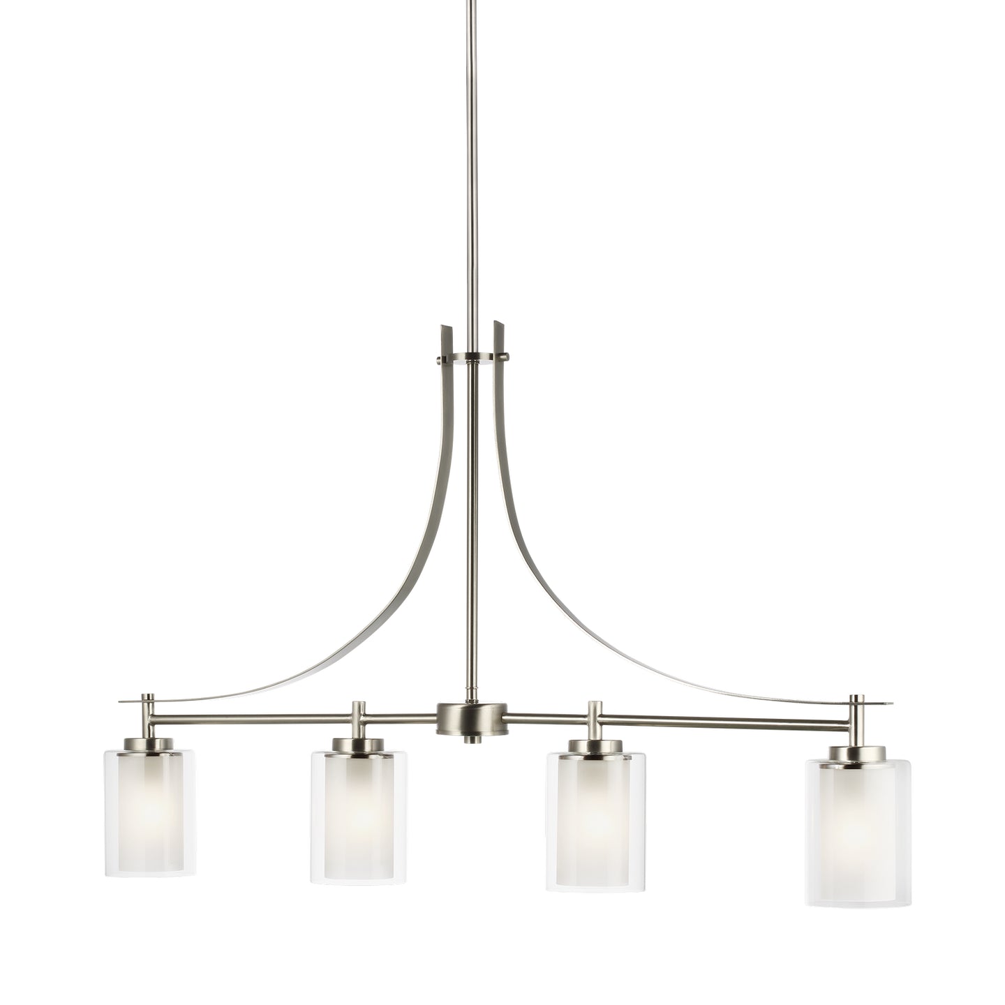 Generation Lighting - 6637304-962 - Four Light Island Pendant - Elmwood Park - Brushed Nickel