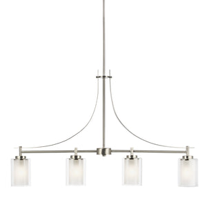 Generation Lighting. - 6637304-962 - Four Light Island Pendant - Elmwood Park - Brushed Nickel