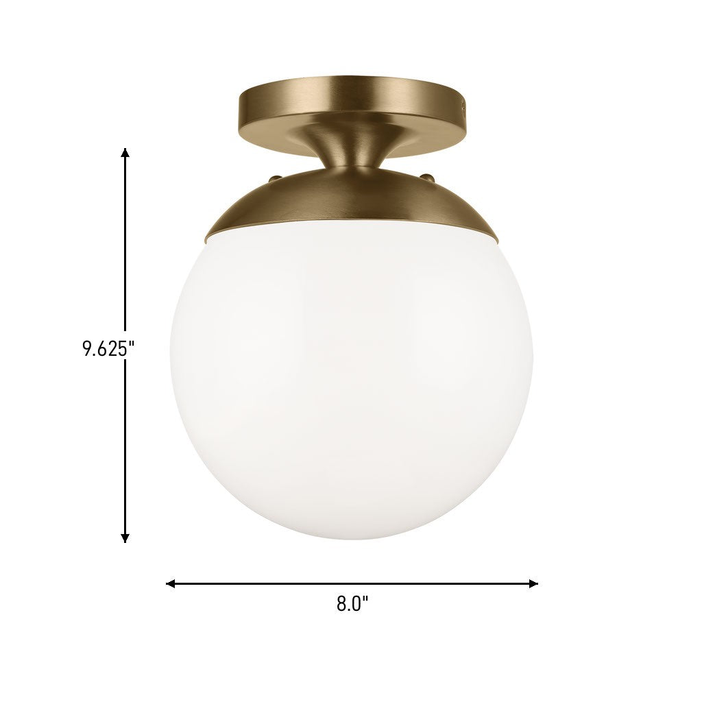 Visual Comfort Studio - 7518-848 - One Light Wall / Ceiling Semi-Flush Mount - Leo - Hanging Globe - Satin Brass