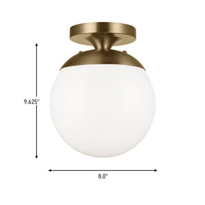 Visual Comfort Studio - 7518-848 - One Light Wall / Ceiling Semi-Flush Mount - Leo - Hanging Globe - Satin Brass