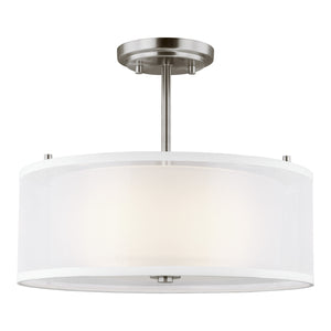 Generation Lighting. - 7737302-962 - Two Light Semi-Flush Mount - Elmwood Park - Brushed Nickel