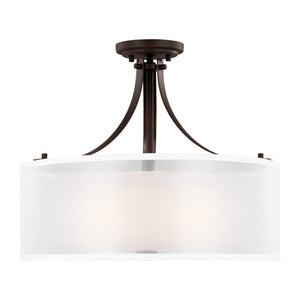 Generation Lighting. - 7737303-710 - Three Light Semi-Flush Mount - Elmwood Park - Bronze