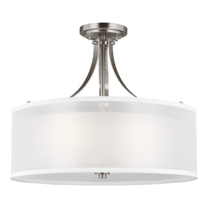 Generation Lighting. - 7737303EN3-962 - Three Light Semi-Flush Mount - Elmwood Park - Brushed Nickel