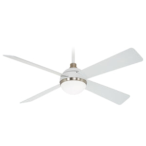 Minka Aire - F623L-WHF/BN - 54" Ceiling Fan - Orb - Flat White With Brushed Nickel